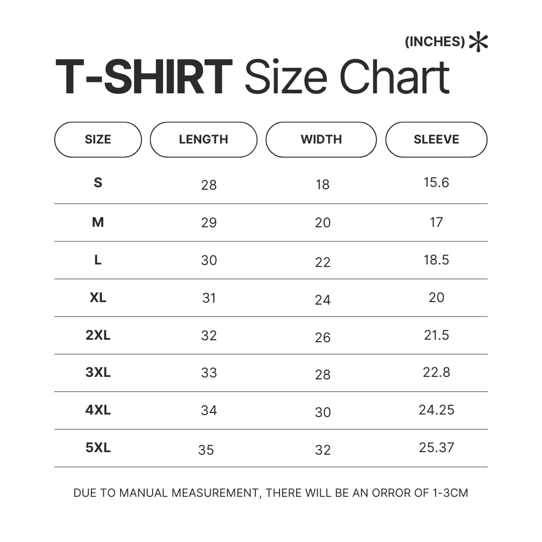 T shirt Size Chart - David Bowie Shop