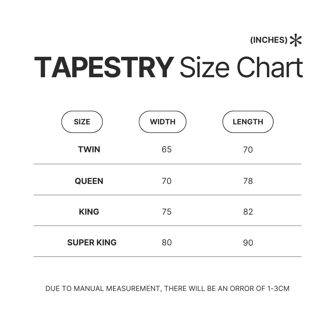 Tapestry Size Chart - David Bowie Shop
