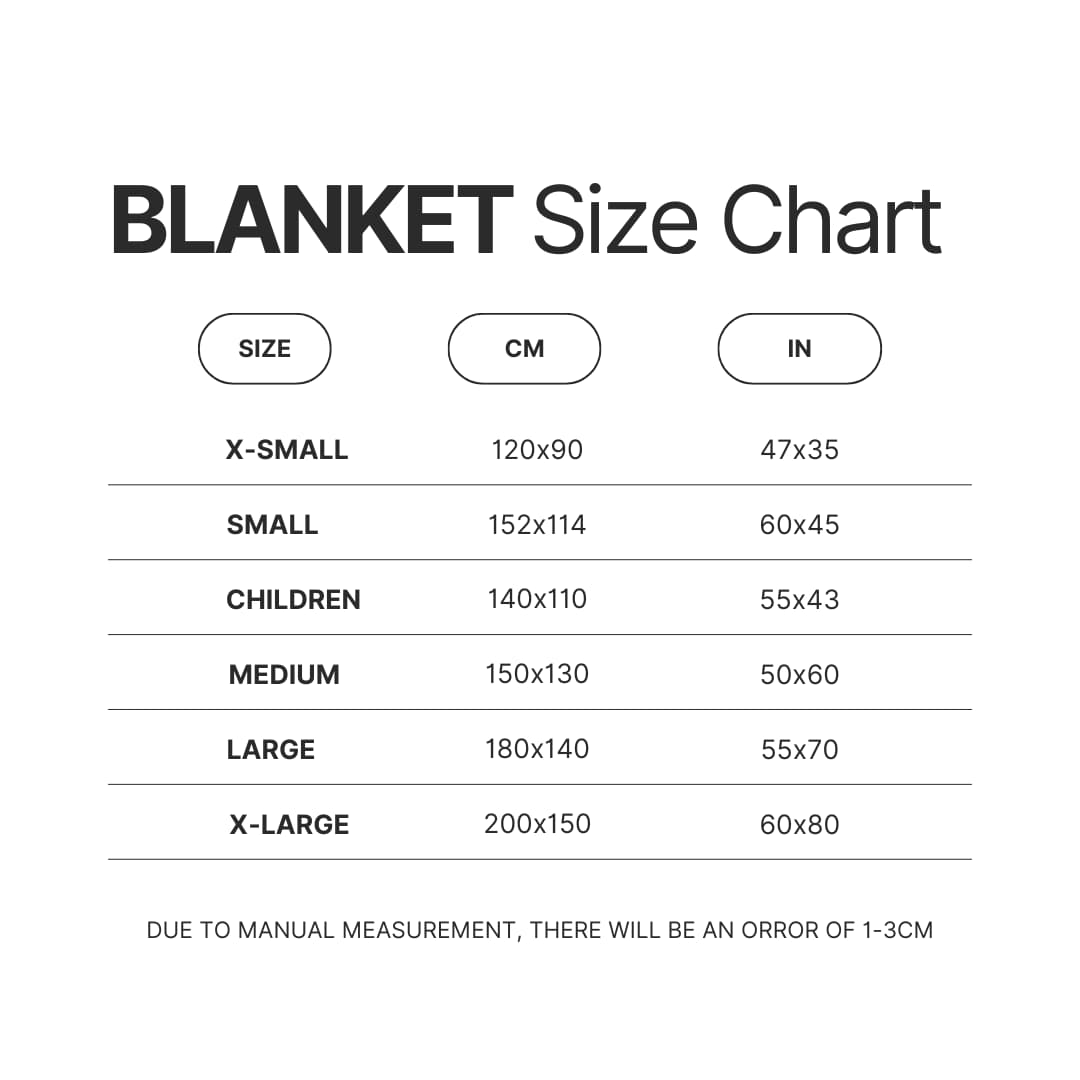 Blanket Size Chart - David Bowie Shop