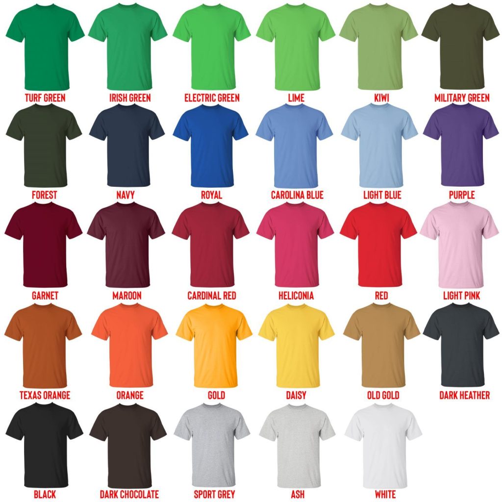 t shirt color chart - David Bowie Shop